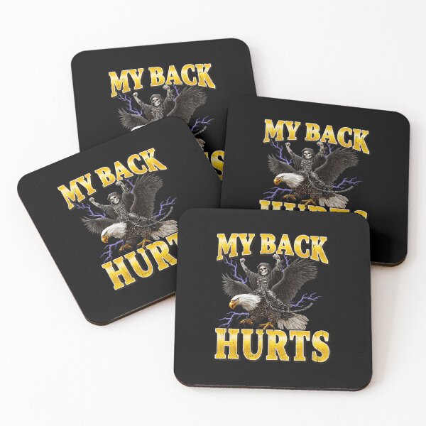 Item preview, My Back Hurts Skeleton Riding Eagle Funny Dark Humor designed and sold by tadmercado.