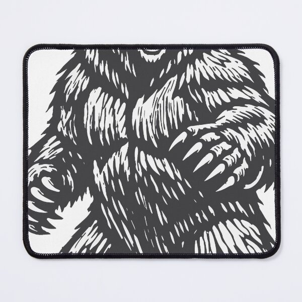 Item preview, Commanding grizzly bear illustration in traditional woodcut linocut print style with bold thick black lines and carved wood texture designed and sold by Dejbar.