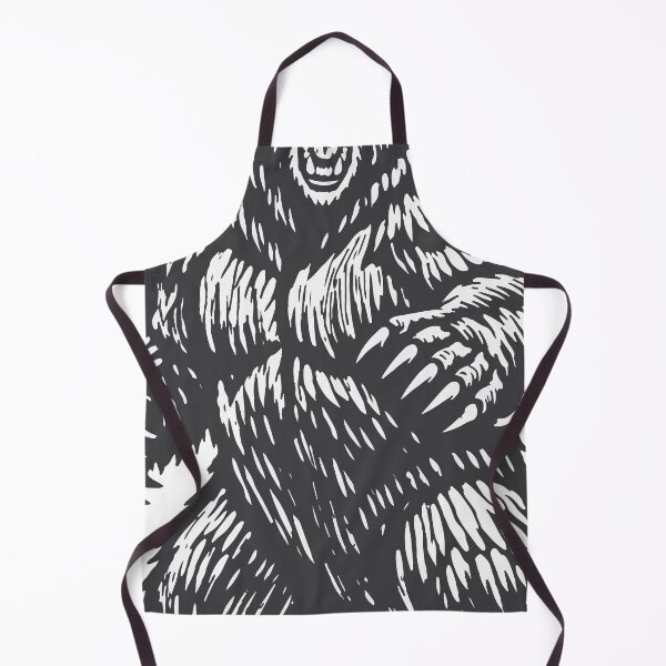 Item preview, Commanding grizzly bear illustration in traditional woodcut linocut print style with bold thick black lines and carved wood texture designed and sold by Dejbar.