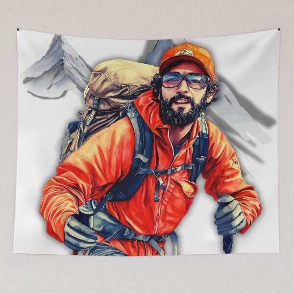Item preview, Mountain Explorer Hiking Adventure Illustration designed and sold by Angellacelin.