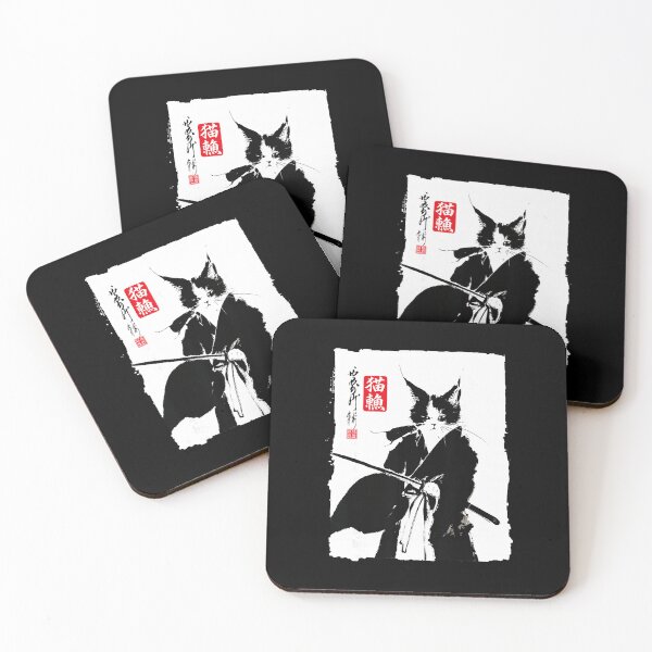 Item preview, Samurai Cat Sumi Ink Japanese Style Minimal  designed and sold by titanlevi.
