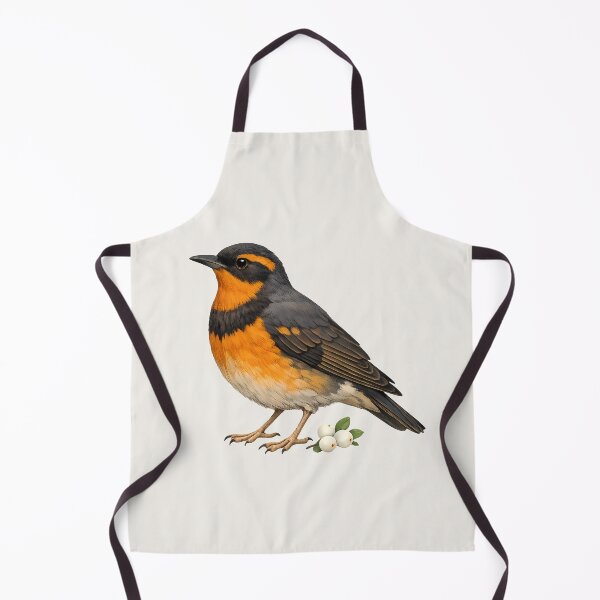 Item preview, Varied Thrush with Snowberries – Bird Illustration Design designed and sold by Ombrya.