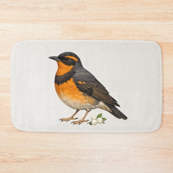Item preview, Varied Thrush with Snowberries – Bird Illustration Design designed and sold by Ombrya.