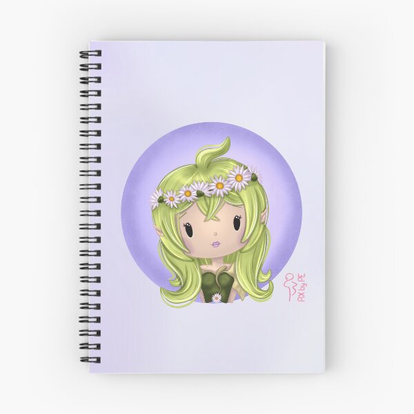 Item preview, April birth flower – Chibi girl with daisies and background | Cute illustration designed and sold by PiX by PE.