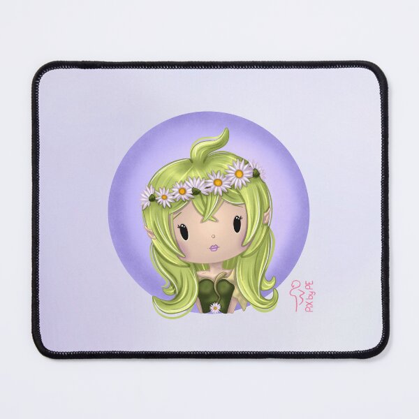 Item preview, April birth flower – Chibi girl with daisies and background | Cute illustration designed and sold by PiX by PE.
