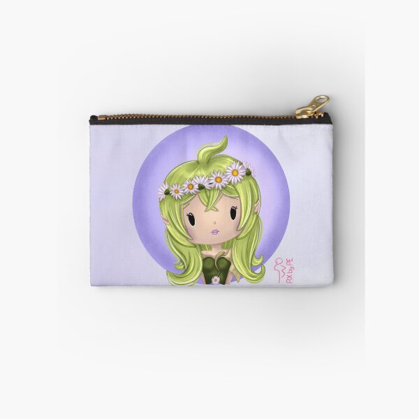 Item preview, April birth flower – Chibi girl with daisies and background | Cute illustration designed and sold by PiX by PE.
