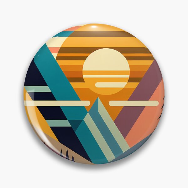 Item preview, Geometric Mountain Sunset Landscape designed and sold by InkSmithery.