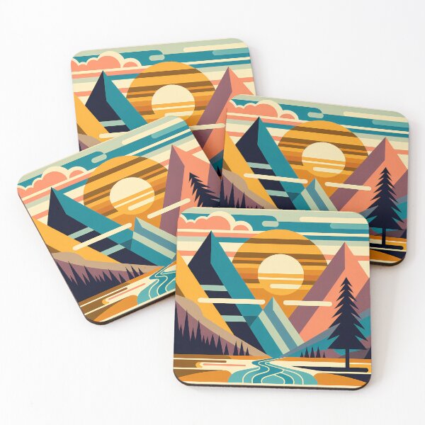 Item preview, Geometric Mountain Sunset Landscape designed and sold by InkSmithery.