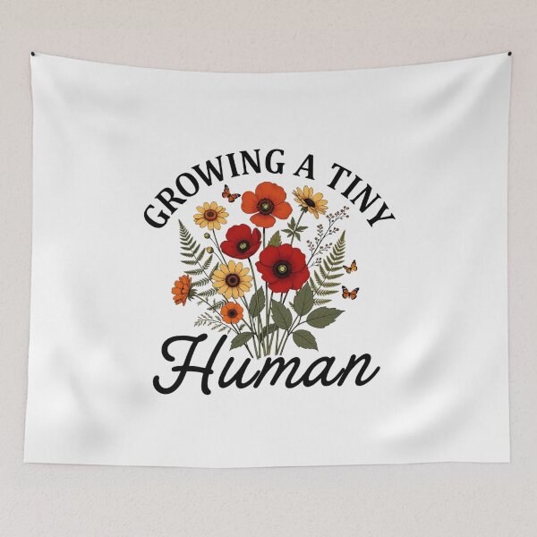 Item preview, Growing A Tiny Human Floral Pregnancy designed and sold by TshirtsOnline-.
