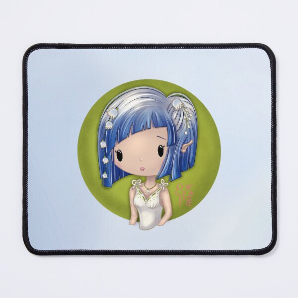 Item preview, Birth flower of May – Chibi girl with lily of the valley and background | Cute illustration designed and sold by PiX by PE.