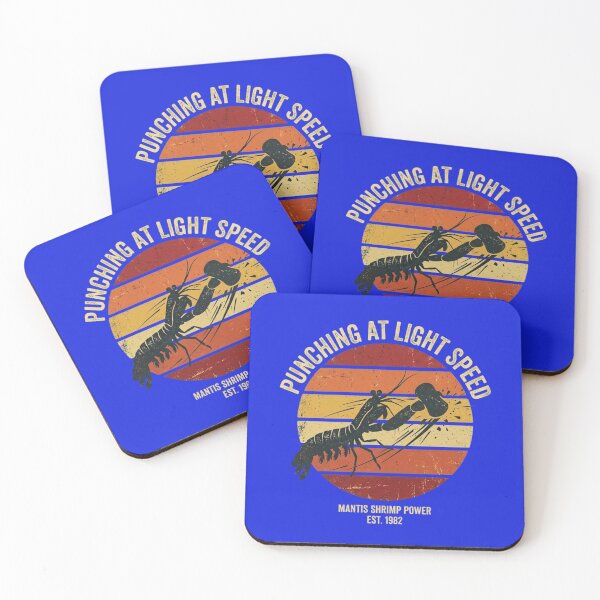 Item preview, Punching at Light Speed Mantis Shrimp Retro Sunset Science Humor designed and sold by BoldBrushfine.