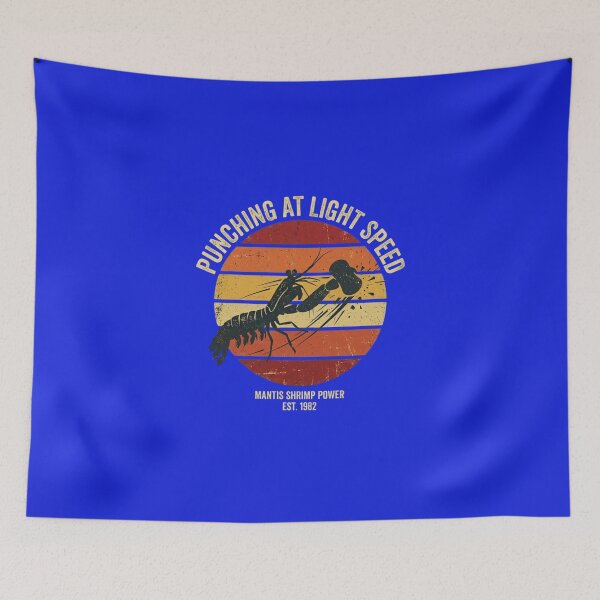Item preview, Punching at Light Speed Mantis Shrimp Retro Sunset Science Humor designed and sold by BoldBrushfine.