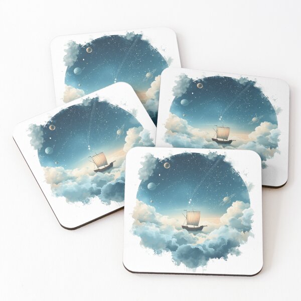 Item preview, Sailing the Cloud Sea – Surreal Sky Ocean Illustration designed and sold by catcurio.