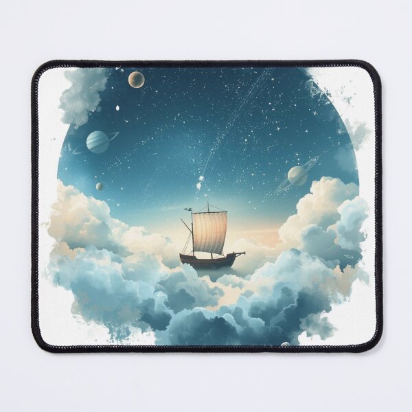 Item preview, Sailing the Cloud Sea – Surreal Sky Ocean Illustration designed and sold by catcurio.