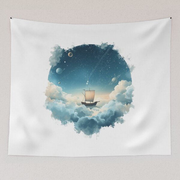 Item preview, Sailing the Cloud Sea – Surreal Sky Ocean Illustration designed and sold by catcurio.