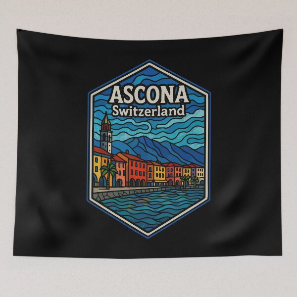 Item preview, Ascona Switzerland Europe Stained Glass Art Travel designed and sold by TomFrontierArt.