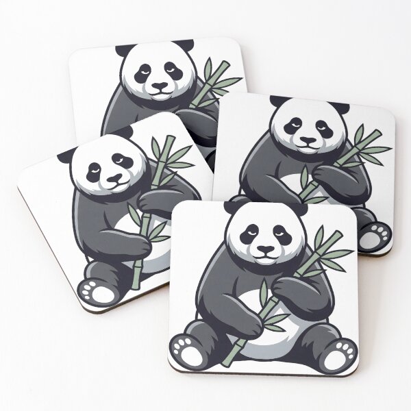 Item preview, Minimalist Cute Panda with Bamboo Illustration designed and sold by DigitalGremlin.