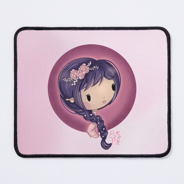 Item preview, June birth flower – Chibi girl with rose against background | Cute illustration designed and sold by PiX by PE.