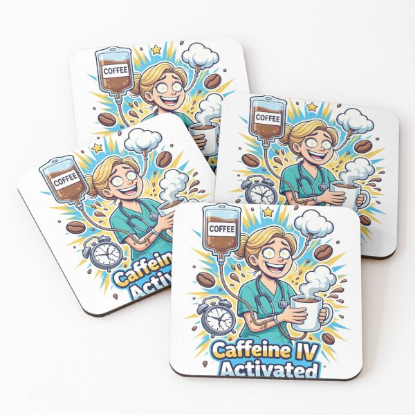 Item preview, ​Caffeine IV Activated Funny Nurse Sticker - Night Shift Coffee Lover Design designed and sold by fofo1973.