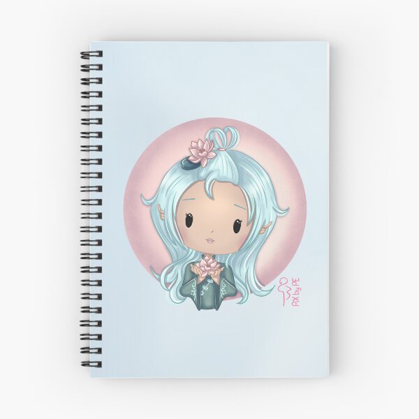 Artikelvorschau, Geburtsblume Juli – Chibi Mädchen mit Wasserlilie und Hintergrund | Süße Illustration entworfen und verkauft von PiX by PE.