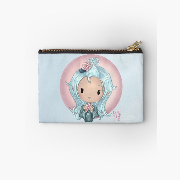 Item preview, July birth flower – Chibi girl with water lily and background | Cute illustration designed and sold by PiX by PE.