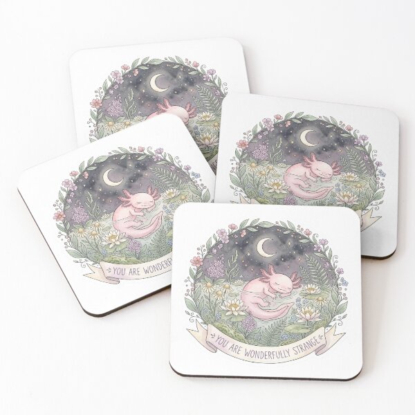 Item preview, You Are Wonderfully Strange — Cottagecore Axolotl Mental Health Sticker designed and sold by AlexBloomStudio.