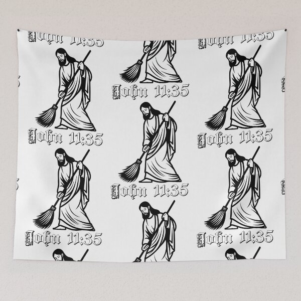 Item preview, John 11:35 – Jesus Swept | Clever Bible Pun with Sweeping Savior Humor designed and sold by Ignorant-Artist.