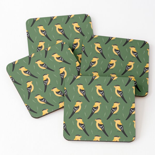 Item preview, American goldfinches on green designed and sold by reneesillus.