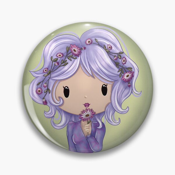 Item preview, September birth flower – Chibi girl with aster | Cute illustration designed and sold by PiX by PE.