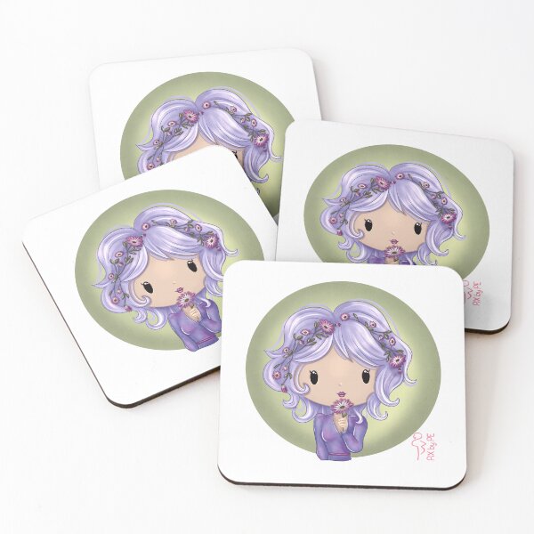 Item preview, September birth flower – Chibi girl with aster | Cute illustration designed and sold by PiX by PE.