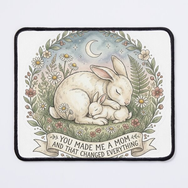 Item preview, You Made Me A Mom And That Changed Everything — Rabbit Mom Mothers Day Sticker designed and sold by AlexBloomStudio.