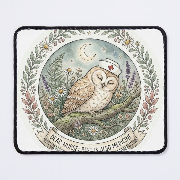 Item preview, Dear Nurse Rest Is Also Medicine — Cottagecore Owl Nurses Week Gift Sticker designed and sold by AlexBloomStudio.