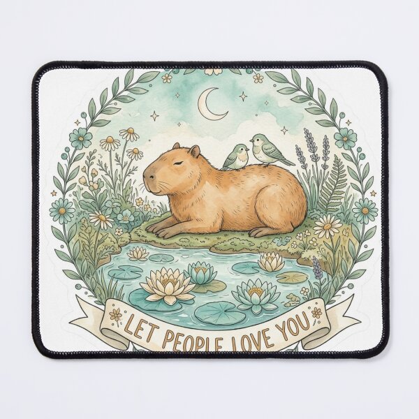 Item preview, Let People Love You — Cottagecore Capybara Mental Health Sticker designed and sold by AlexBloomStudio.