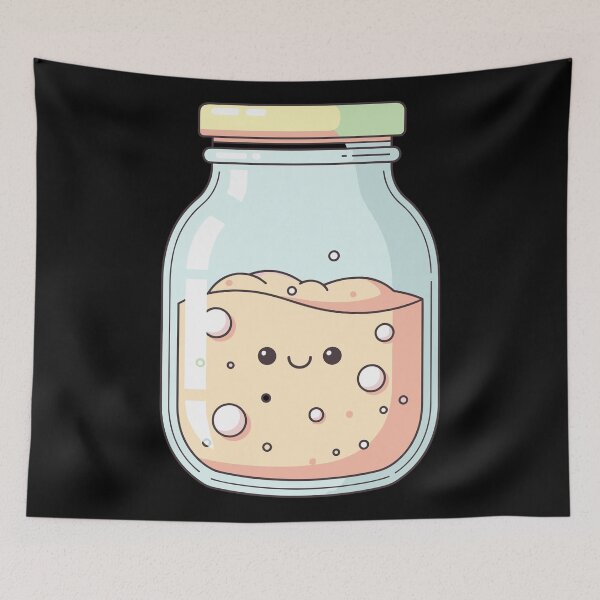 Item preview, Cute Smiling Mason Jar with Bubbles Kawaii Art designed and sold by BRU Design.
