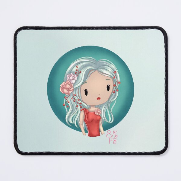 Item preview, November birth flower – Chibi girl with peony and background | Cute illustration designed and sold by PiX by PE.