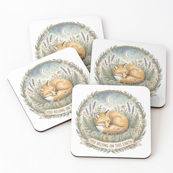 Item preview, You Belong On This Earth — Earth Day Fox Cottagecore Mental Health Sticker designed and sold by AlexBloomStudio.