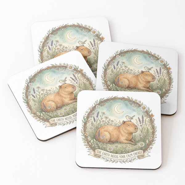 Item preview, The Earth Needs Your Calm Energy — Earth Day Capybara Cottagecore Sticker designed and sold by AlexBloomStudio.