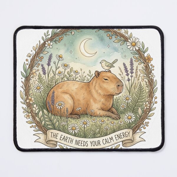 Item preview, The Earth Needs Your Calm Energy — Earth Day Capybara Cottagecore Sticker designed and sold by AlexBloomStudio.