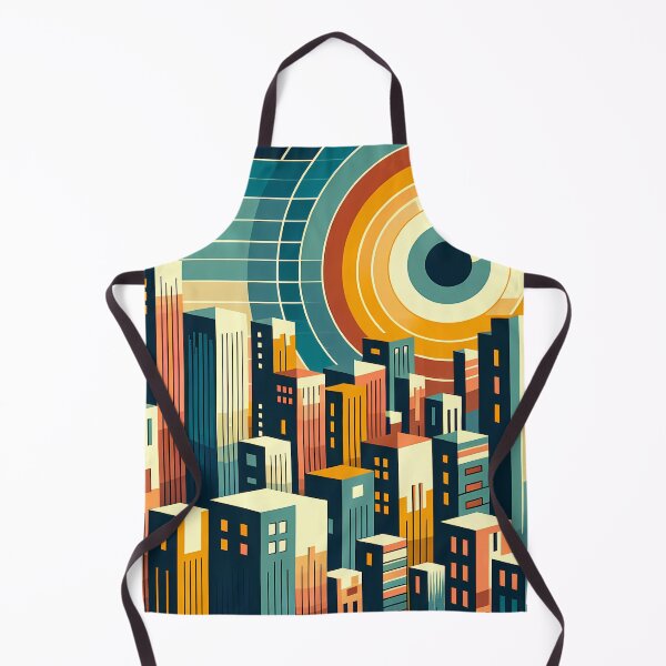 Item preview, Geometric Cityscape with Circular Eye Sun designed and sold by InkSmithery.
