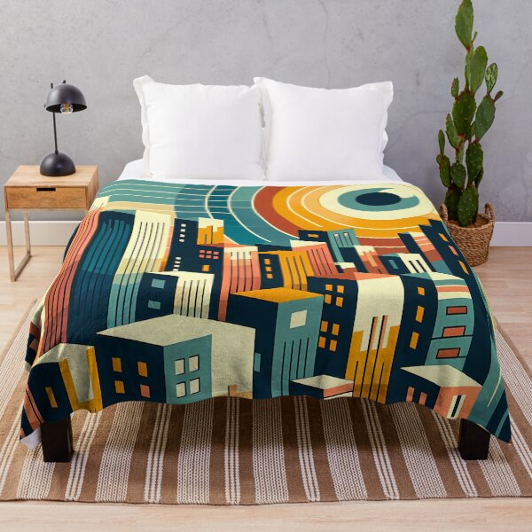 Item preview, Geometric Cityscape with Circular Eye Sun designed and sold by InkSmithery.