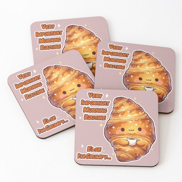 Item preview, Coffee & Croissant - Very Important Morning Routine designed and sold by Kawaii-Overload.