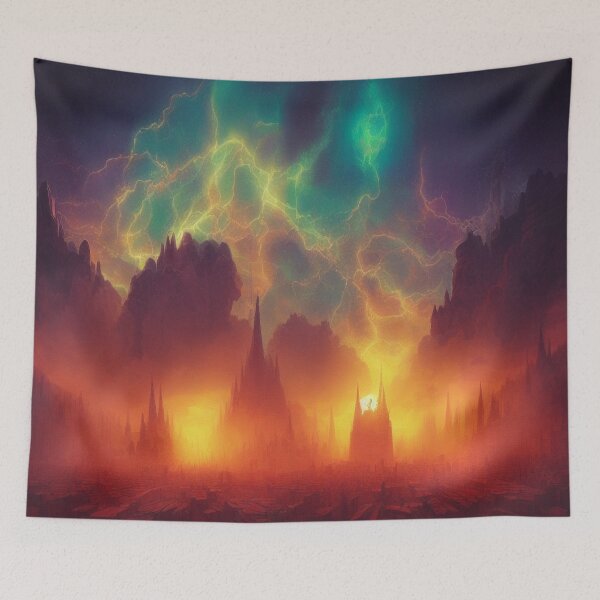 Item preview, Surreal fire world with cosmic sky – Dramatic Fantasy Vision in Color designed and sold by FotoworldEdel.