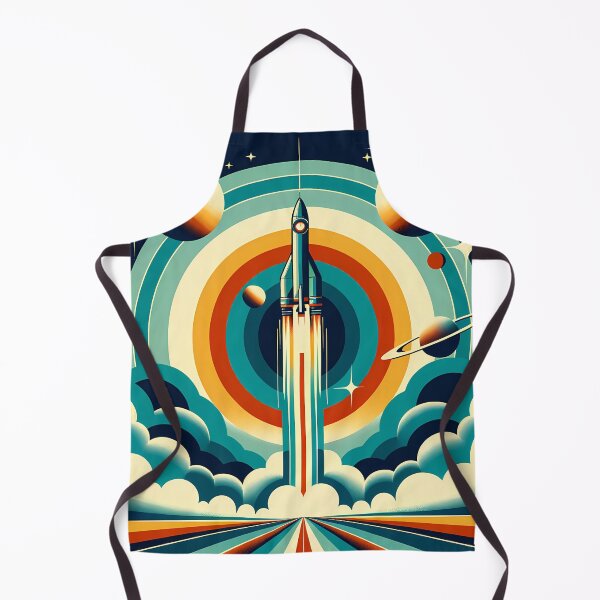 Item preview, Retro rocket launch with planets and concentric rings designed and sold by InkSmithery.