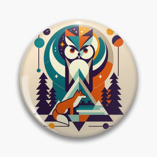 Item preview, Geometric Owl and Fox Forest Scene designed and sold by InkSmithery.