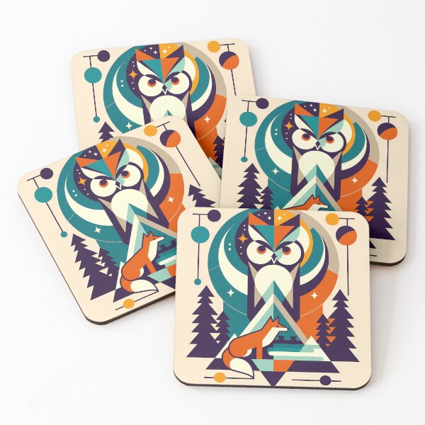 Item preview, Geometric Owl and Fox Forest Scene designed and sold by InkSmithery.