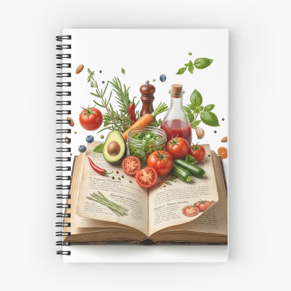 Item preview, Whimsical Open Cookbook with Floating Fresh Ingredients designed and sold by PholPol1959.