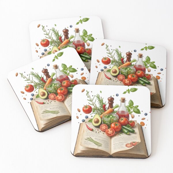 Item preview, Whimsical Open Cookbook with Floating Fresh Ingredients designed and sold by PholPol1959.