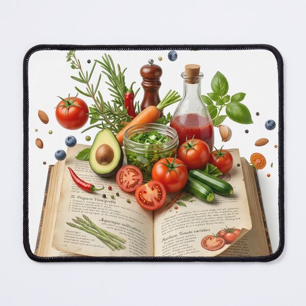 Item preview, Whimsical Open Cookbook with Floating Fresh Ingredients designed and sold by PholPol1959.