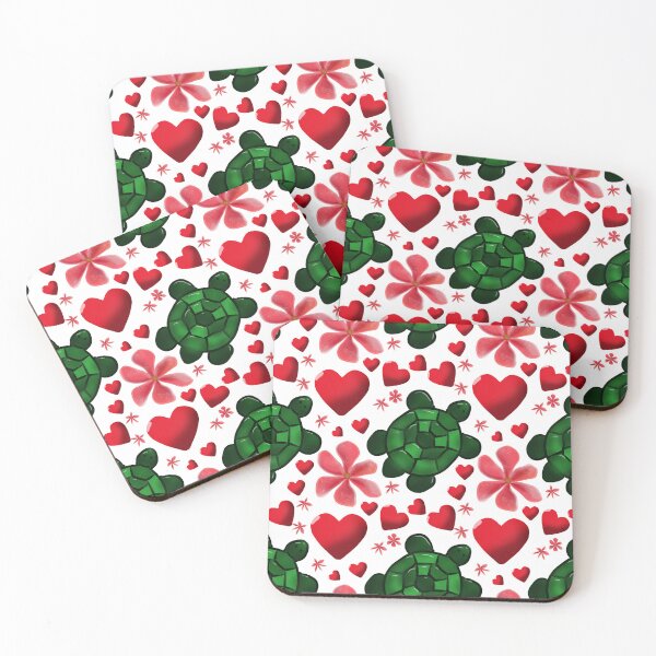 Item preview, Cute Turtle Floral Pattern | Red Flowers Hearts Aesthetic | Seamless Ocean Animal Design designed and sold by HopeAndHustle.