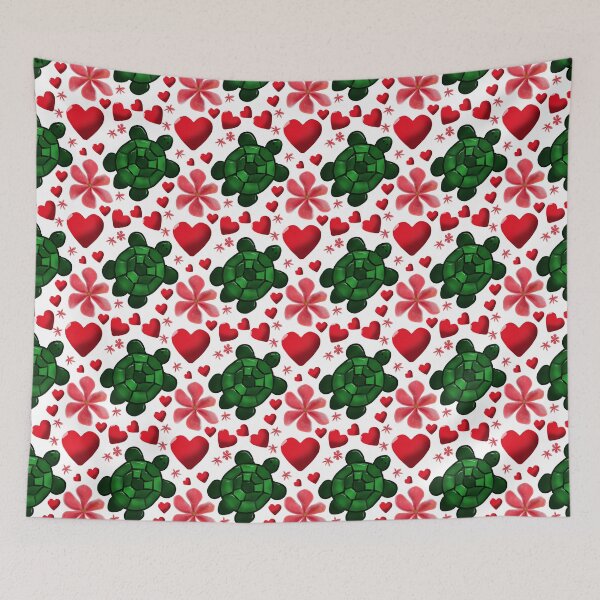 Item preview, Cute Turtle Floral Pattern | Red Flowers Hearts Aesthetic | Seamless Ocean Animal Design designed and sold by HopeAndHustle.